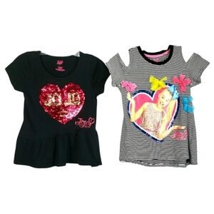 Jojo Siwa Collection Youth Girls Shirts Size Large Flip Sequin Graphic Tops Set